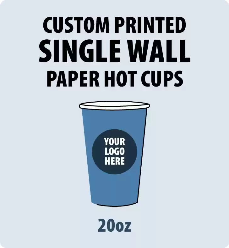 20oz Custom Printed Single Wall Paper Cups - Hot Beverage