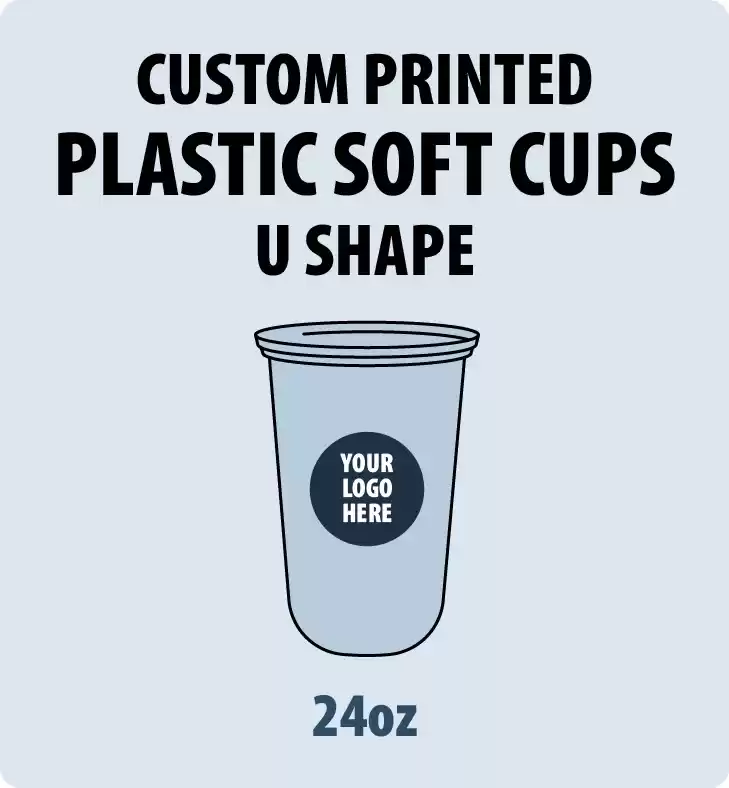24oz Custom Printed PP Plastic U Cups (Soft Type)