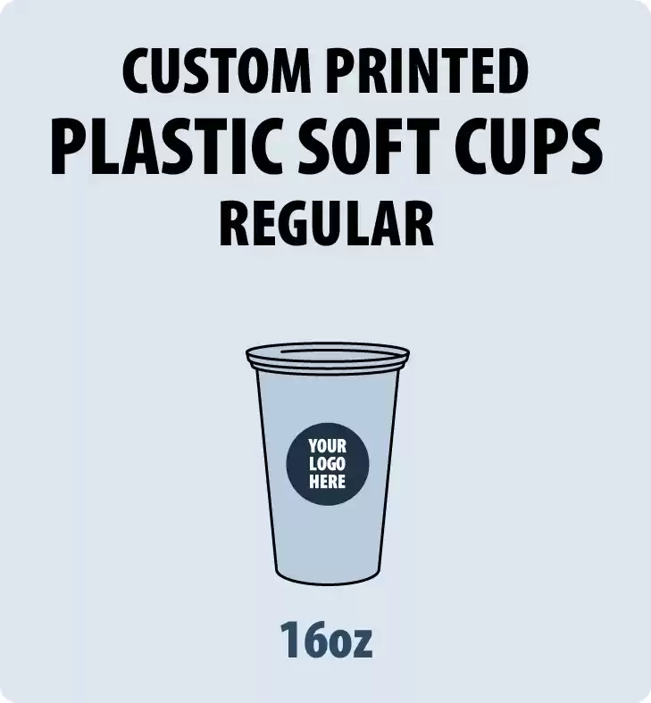 16oz Custom Printed PP Plastic Flat Cups (Soft Type)
