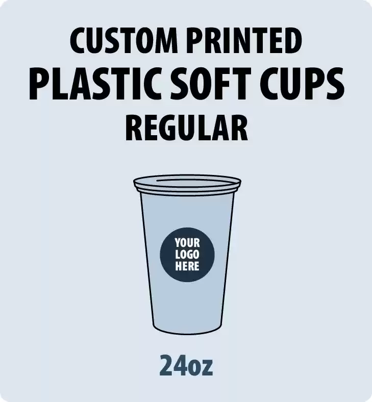 24oz Custom Printed PP Plastic Flat Cups (Soft Type)