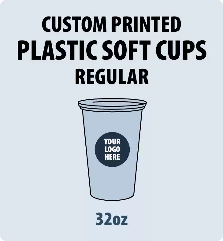 32oz Custom Printed PP Plastic Flat Cups (Soft Type)