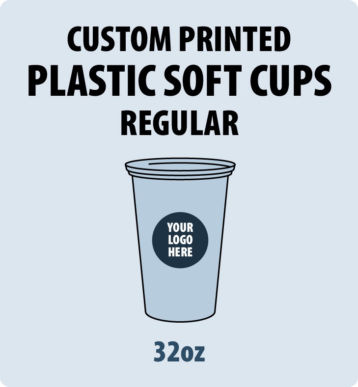 32oz Custom Printed PP Plastic Flat Cups (Soft Type)