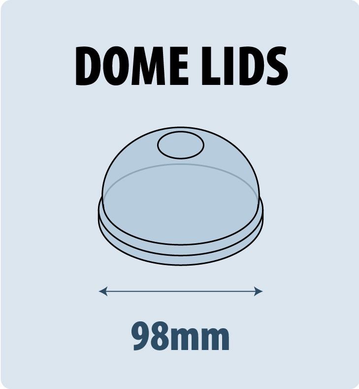 Clear Plastic Dome Lid for PET Cups - 98mm