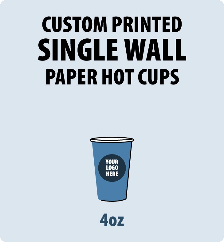 4oz Custom Printed Single Wall Paper Cups - Hot Beverage