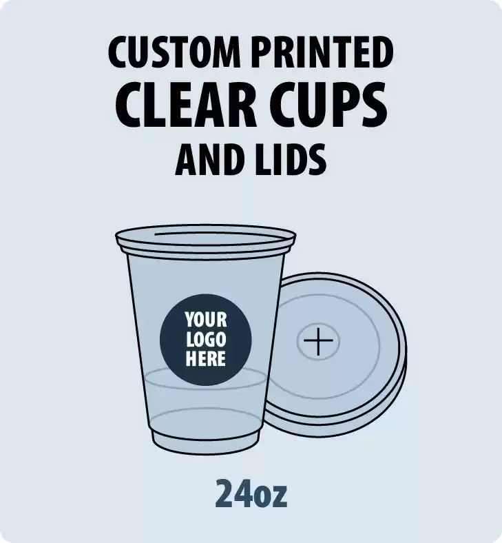 Custom Printed 24oz Clear PET Plastic Cup and Lid (Pack of 100)