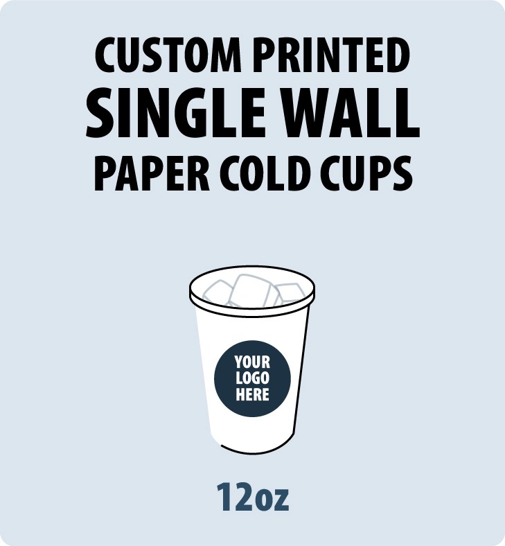 12oz Custom Printed Single Wall Paper Cold Cups 