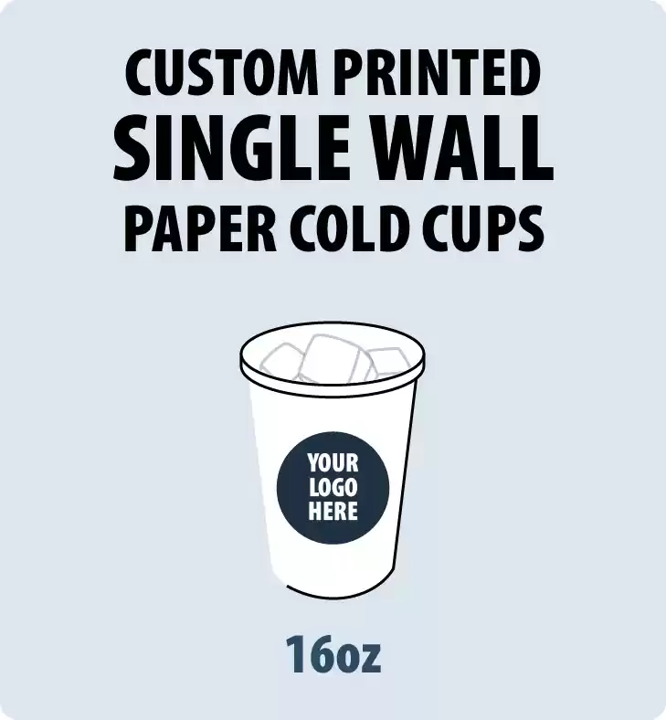 16oz Custom Printed Single Wall Paper Cold Cups