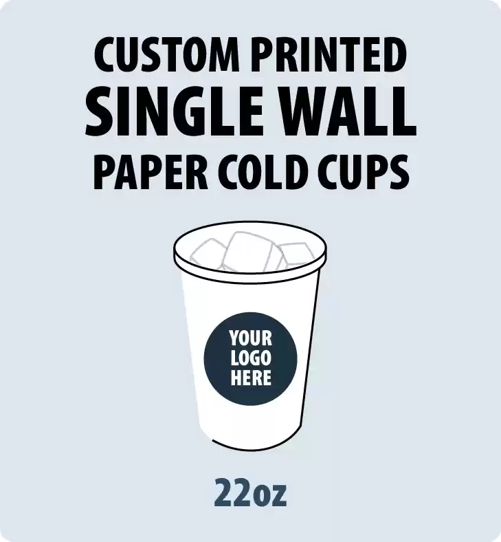 22oz Custom Printed Single Wall Paper Cold Cups