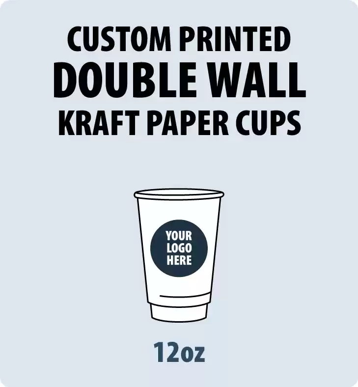12oz Custom Printed Double Wall Kraft Paper Cups - Hot Beverage
