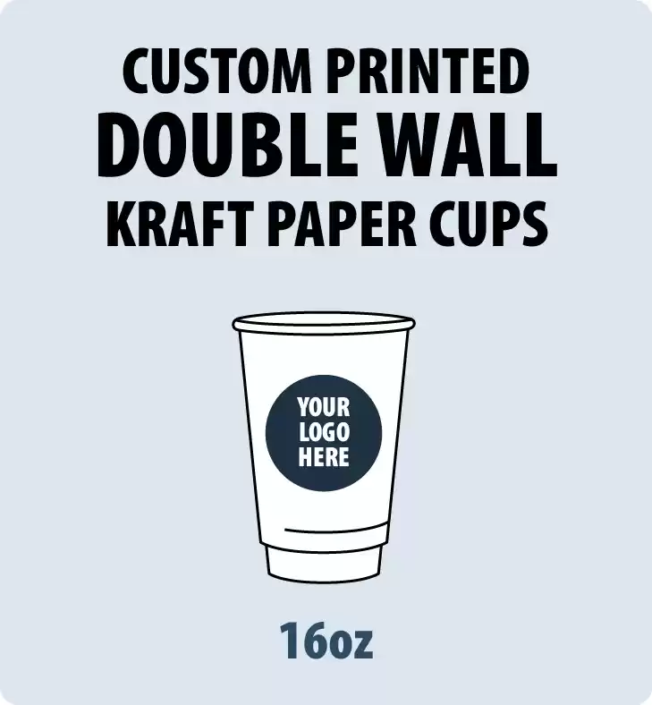 16oz Custom Printed Double Wall Kraft Paper Cups - Hot Beverage