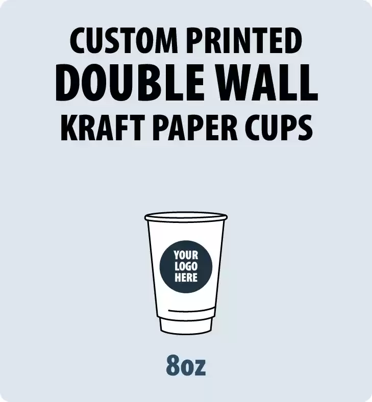 8oz Custom Printed Double Wall Kraft Paper Cups - Hot Beverage