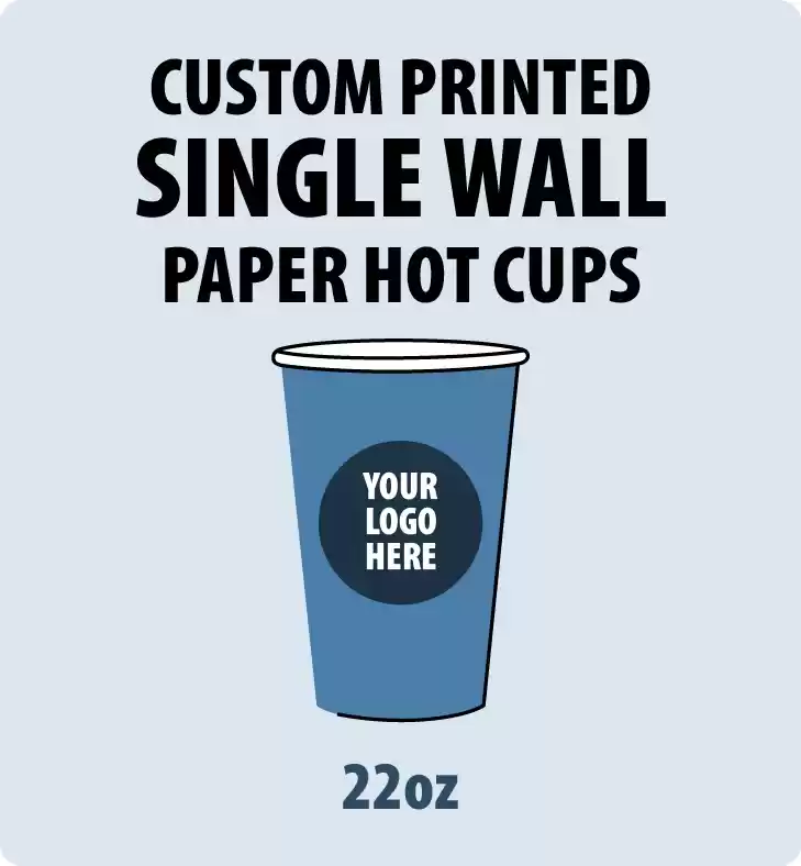 22oz Custom Printed Single Wall Paper Cups - Hot Beverage