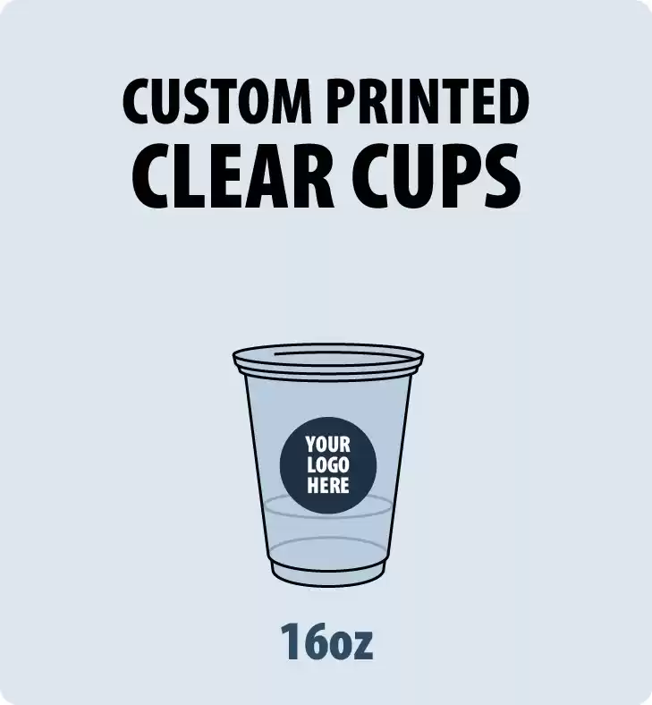 16oz Custom Printed Clear PET Plastic Cup - Small Order